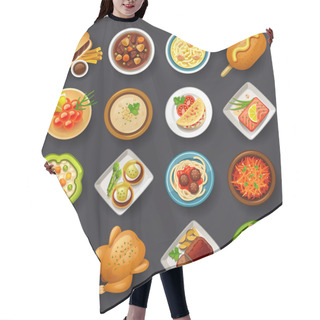 Personality  Dishes Icon Set Hair Cutting Cape