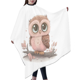 Personality  Cute And Adorable Watercolor Owl Bird, Glowing Path, With Big Eyes Vector Illustration Hair Cutting Cape