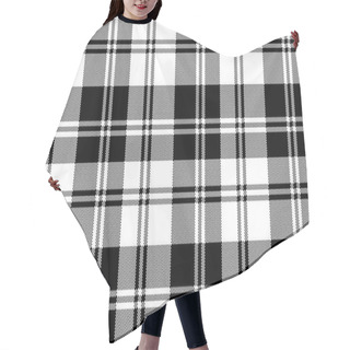 Personality  Classic Plaid Black White Pixel Seamless Pattern. Vector Illustration. Hair Cutting Cape