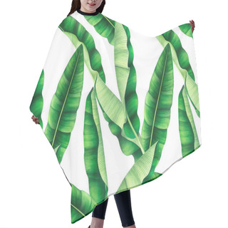 Personality  Seamless Pattern With Banana Leaves. Hand Drawn Watercolor Illustration. Hair Cutting Cape
