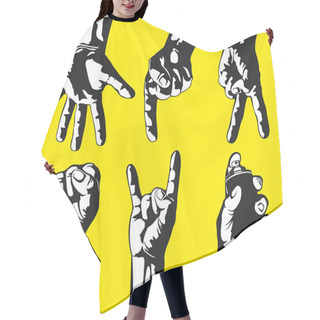 Personality  Set Of Gestures Of Hands In A Vector Hair Cutting Cape