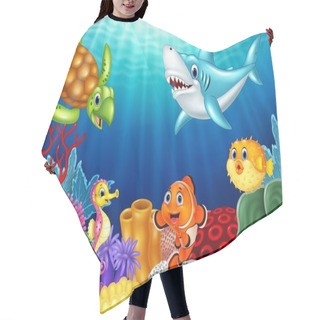 Personality  Cartoon Tropical Fish And Beautiful Underwater World With Corals Hair Cutting Cape