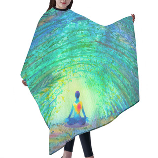 Personality  Chakra Color Human Lotus Pose Yoga In Green Tree Forest Tunnel Hair Cutting Cape