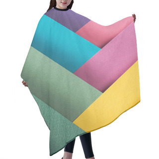 Personality  Top View Of Blue, Orange, Burgundy, Green, Yellow, Pink And Purple Sheets Of Paper  Hair Cutting Cape