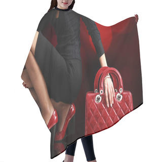 Personality  Fashionable Woman With A Red Bag, Fashion Photo Hair Cutting Cape