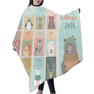 Personality  Cute Monthly Calendar With Forest Animals. Hair Cutting Cape