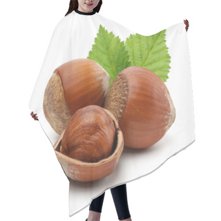 Personality  Group Of Hazelnuts With Green Leaves Isolated Hair Cutting Cape