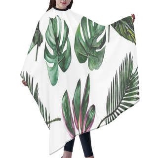 Personality  Tropical Hawaii Leaves  In A Watercolor Style Isolated. Hair Cutting Cape