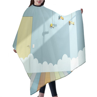 Personality  Empty Child Room With Toy Airplanes Hair Cutting Cape