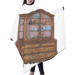 Personality  Beautiful Old Wooden Bureauwith Marquetry Hair Cutting Cape