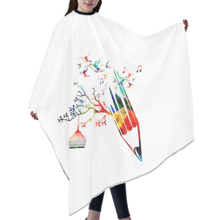 Personality  Colorful Pencil Tree  Hair Cutting Cape