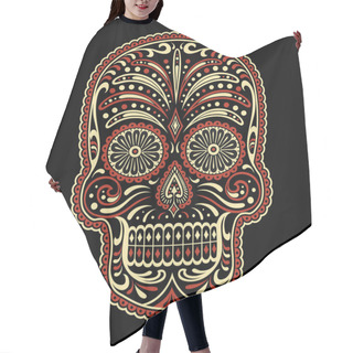 Personality  Ornate Two Color Day Of The Dead Sugar Skull Vector Hair Cutting Cape