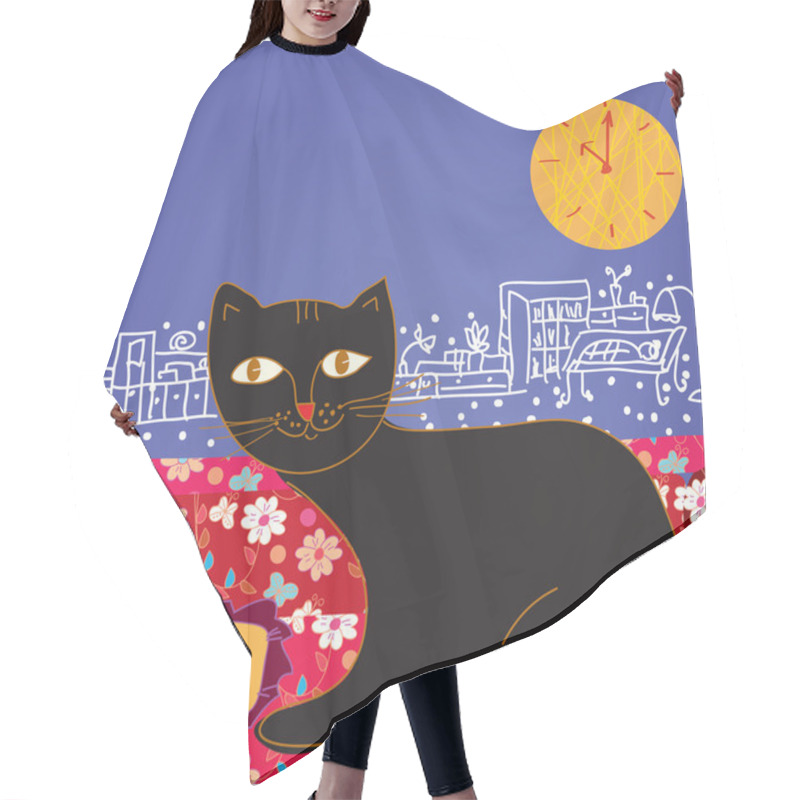 Personality  Funny cat in the room hair cutting cape