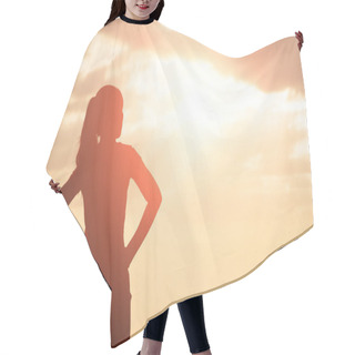 Personality  Silhouette Of Woman Look Hair Cutting Cape