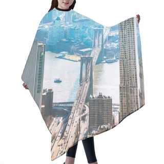 Personality  Elevated View Of Brooklyn Bridge Over East River With New York Cityscape Hair Cutting Cape