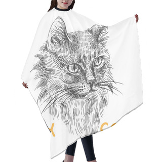 Personality  Sketch Of Cat Hair Cutting Cape