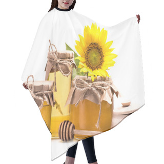 Personality  Sunflower And Honey In Glass Jars  Hair Cutting Cape