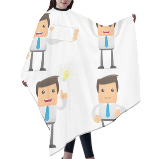 Personality  Set Of Funny Cartoon Manager Hair Cutting Cape