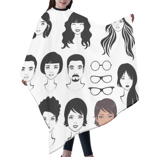 Personality  Eye Mustache Lips And Hair, Face Parts, Head Character Hair Cutting Cape
