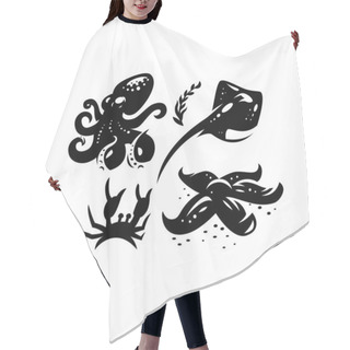 Personality  Sea Creatures. Crab, Stingray, Octopus, Starfish. Hair Cutting Cape