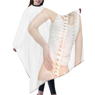 Personality  Highlighted Spine Of Woman With Back Pain Hair Cutting Cape