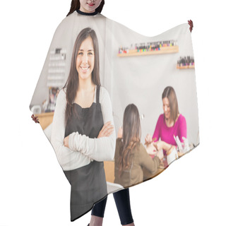 Personality  Business Owner Standing Hair Cutting Cape