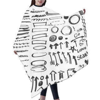 Personality  Set Of Vector Hand Drawn Correction Elements. Hair Cutting Cape