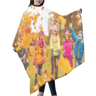 Personality  Happy Children Playing With Autumn Leaves In Park Hair Cutting Cape