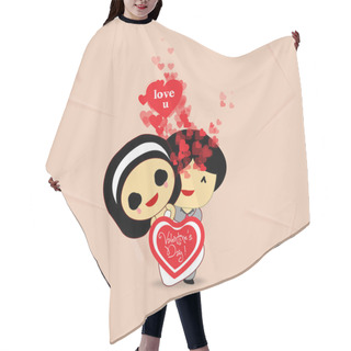 Personality  Valentines Day Sweet Love Couple With Hearts Hair Cutting Cape