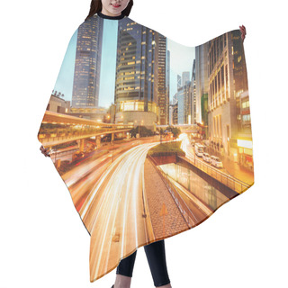 Personality  Hong Kong Night View With Car Light Hair Cutting Cape