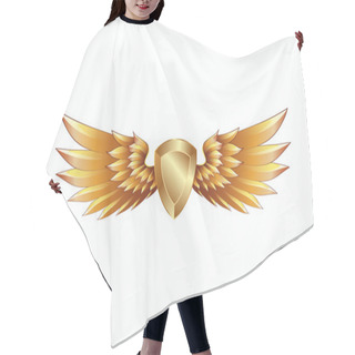 Personality  Heraldic Golden Shield With Wings Emblem. Gold Coat Of Arms. Hair Cutting Cape
