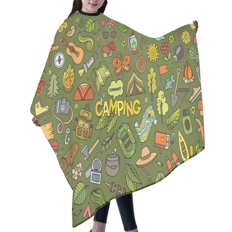 Personality  Camping Nature Symbols And Objects Hair Cutting Cape