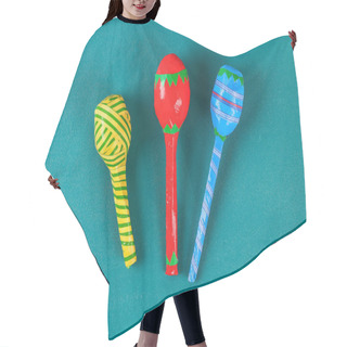 Personality  Diy Cinco De Mayo Maracas From Eggs, Spoons And Cereals On A Green Background. Hair Cutting Cape