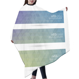 Personality  Set Of Vector Banners With Triangles And Polygon Mesh. Hair Cutting Cape