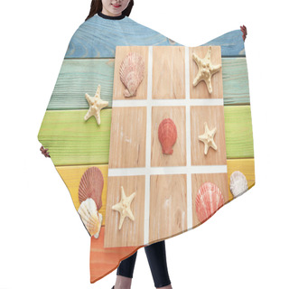 Personality  Tic Tac Toe Game By Seashells And Starfish Hair Cutting Cape