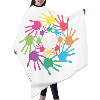 Personality   Circle Made Of  Painted Hands Hair Cutting Cape