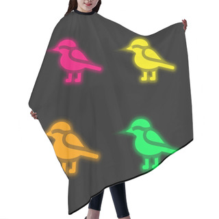 Personality  Bird Four Color Glowing Neon Vector Icon Hair Cutting Cape