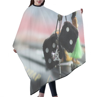 Personality  Dice Hanging In Vintage Car Hair Cutting Cape