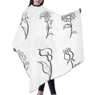 Personality  Ink Style Sketch Set - Summer Flowers Hair Cutting Cape