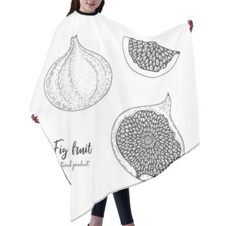 Personality  Fruit Illustration With Figs In The Style Of Engraving. Detailed Vegetarian Food. Hand Drawn Elements For Menu, Greeting Cards, Wrapping Paper, Cosmetics Packaging, Labels, Tags, Posters Etc Hair Cutting Cape