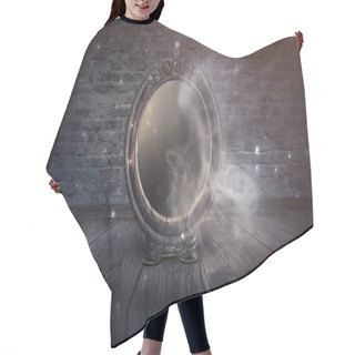 Personality  Mirror Magic, Fortune Telling And Fulfillment Of Desires. Fantasy With A Mirror, Dark Room, Magical Power, Night View. Hair Cutting Cape