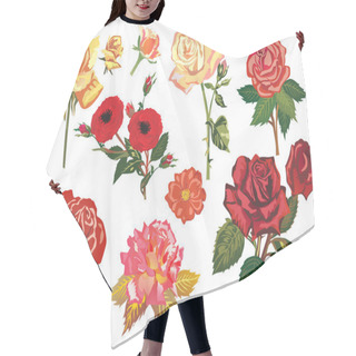 Personality  Red And Yellow Rose Branches Hair Cutting Cape