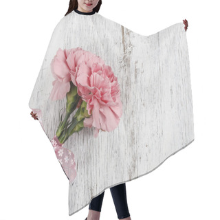 Personality  Pink Carnation Flower On White Background Hair Cutting Cape