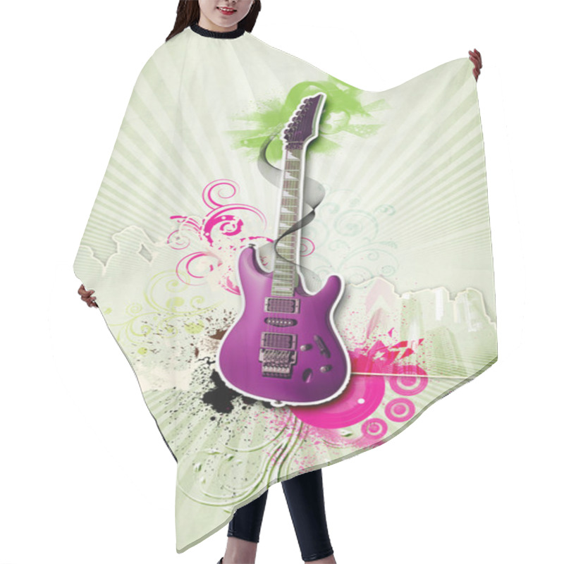 Personality  Guitar Against Decorative Background Hair Cutting Cape