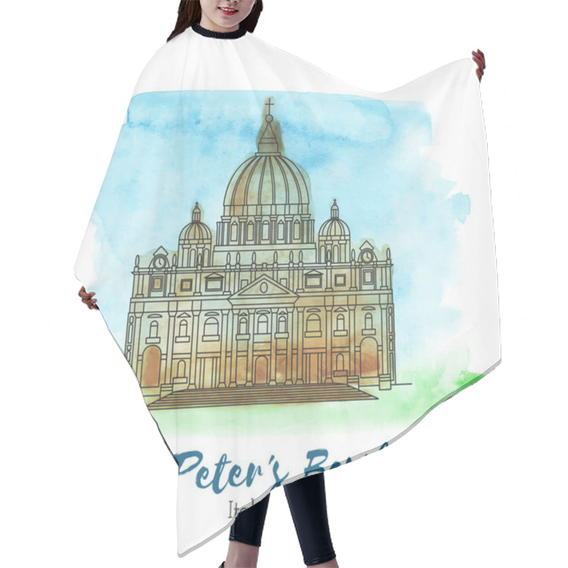 Personality  St. Peters Basilica In Black Thin Line  Hair Cutting Cape