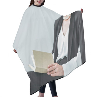 Personality  Senior Lady With Book Hair Cutting Cape