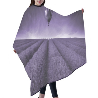 Personality  Lavender Field Summer Sunset Landscape With Hot Air Balloon Tone Hair Cutting Cape