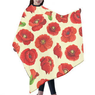 Personality  Vector Poppy Flowers Blossoms Seamless Pattern Hair Cutting Cape