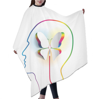 Personality  Human Head With Paper Butterfly Hair Cutting Cape