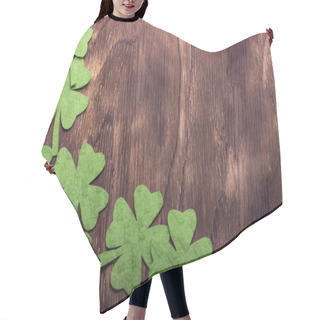 Personality  Green Clover Leaf On Wooden Background Hair Cutting Cape
